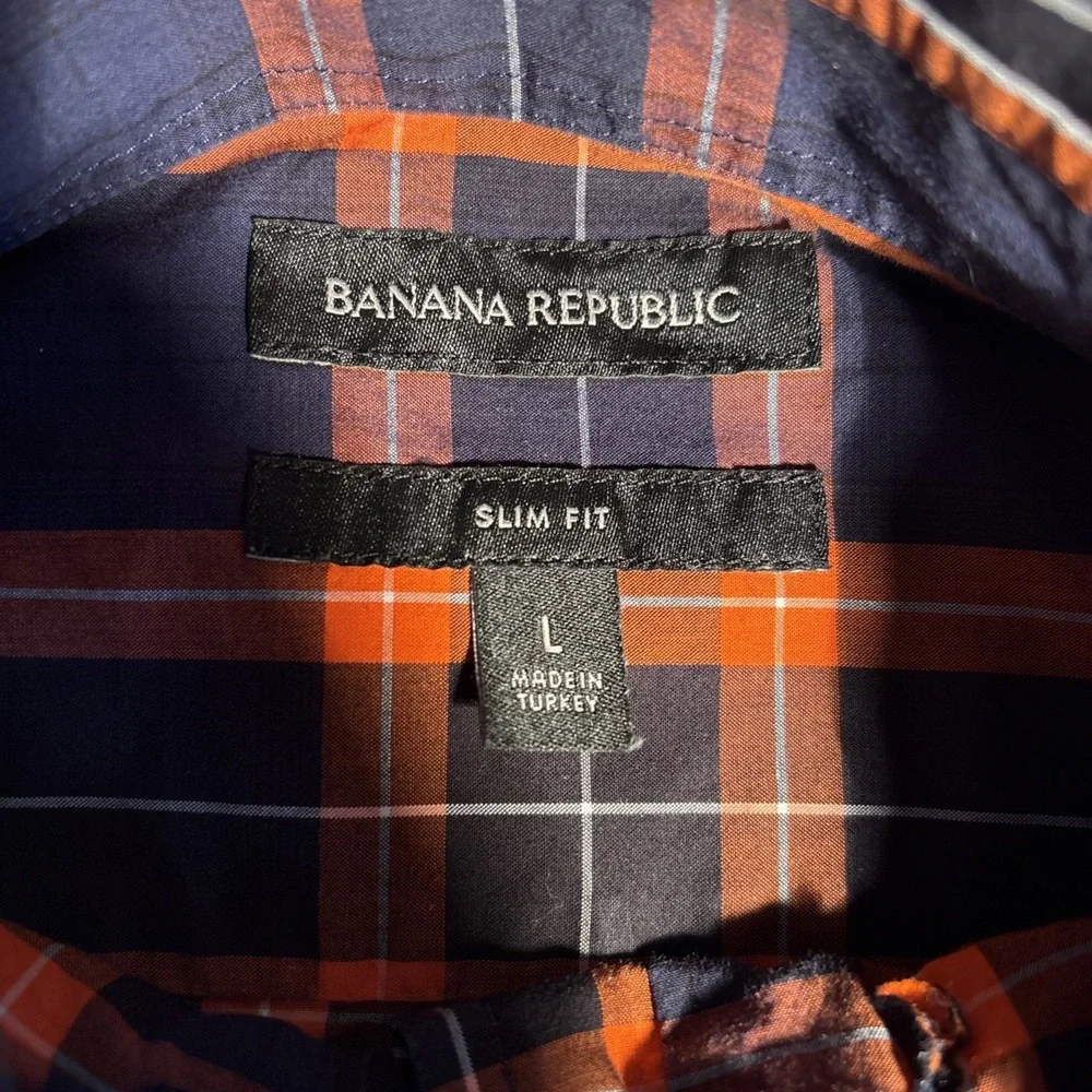 Banana Republic Button Down Shirt Plaid Large Slim Fit